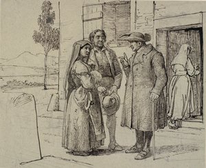 Outside a House, a Priest Admonishes a Young Couple by Wilhelm Marstrand