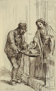 Young Lady and Fishmonger by Wilhelm Marstrand