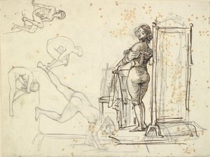 Young Girl Dressing and Four Model Studies by Wilhelm Marstrand