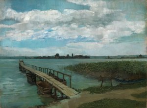 Jetty on Herreninsel in Lake Chiemsee by Wilhelm Trübner