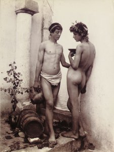Two young men in classical pose by Baron Wilhelm von Gloeden