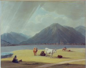Peasant Woman with Cattle in Front of Rottach-Egern