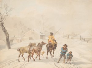Postilion on Horse in a Winter Landscape