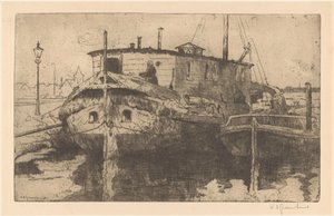 Laakhaven in The Hague by Willem Adrianus Grondhout (signed by artist)
