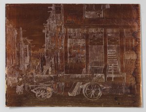 Old Part of Amsterdam with Wagon in the Foreground by Willem Adrianus Grondhout (signed by artist)