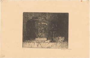 Still Life with Ginger Jar, Wine Glass, and Bowl by Willem Adrianus Grondhout (signed by artist)