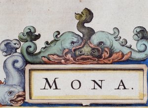 Dolphins, Roquaille-Style Frontispiece. (Detail) by Willem Blaeu