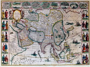 The theatre of the world or the new atlas Amsterdam. Geographic map of Asia by Willem Janszoon Blaeu