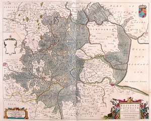 Inundated areas of Norfolk, Suffolk, Huntington, Northampton, Cambridge and Lincoln, in 