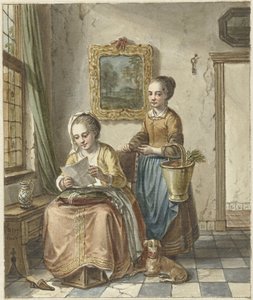 Seated Woman with Maid, Reading a Letter