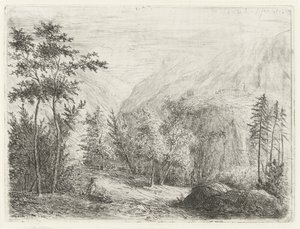 Mountain Landscape with Resting Figure along Road