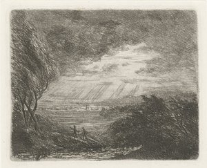 Landscape with Two Figures in Storm and Rain by Willem Matthias Jan van Dielen