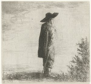 Man with Hat and Stick in Landscape by Willem Matthias Jan van Dielen