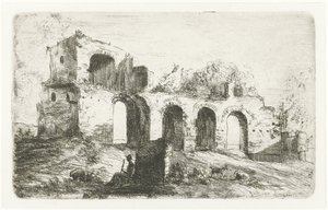 Southern Landscape with Ruin and Shepherd with Livestock by Willem Matthias Jan van Dielen