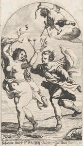 Daphne fleeing from Apollo, with Cupid overhead by Willem Panneels