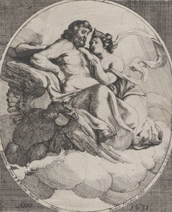 Jupiter and Juno seated on clouds, with an eagle holding thunderbolts below at left, 1631 by Willem Panneels