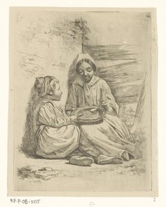 Girl and Boy Eating from a Bowl