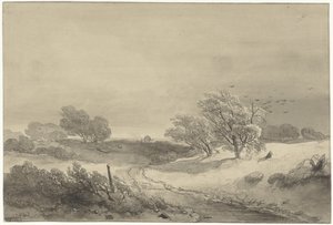 Dune Landscape in Gloomy Weather by Willem Roelofs (I)