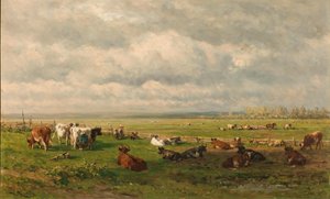 Meadow Landscape with Cattle by Willem Roelofs (I)
