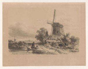 Mill in a Landscape with Two Figures