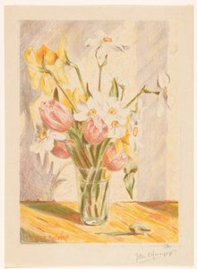 Tulips and Daffodils in a Vase by Willem Roelofs (II) (signed by artist)