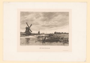 Landscape with Mills Along a Canal Near Amsterdam (title on object) by Willem Steelink (II)
