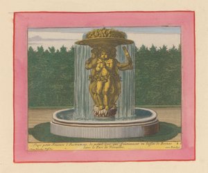 Fountain with a Statue of Three Musicians Holding a Bowl Above Their Heads