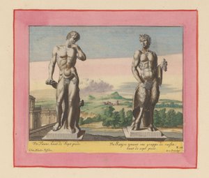 Statues of a Faun and a Satyr with a Bunch of Grapes