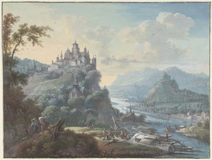 River Landscape with a City on a Hilltop by Willem Troost (I)
