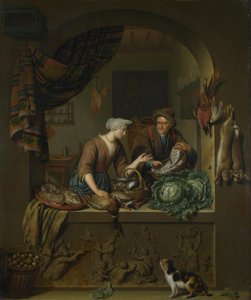 A Woman and a Fish-Pedlar in a Kitchen