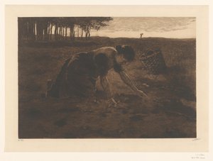 Kneeling Potato Digger by Willem Witsen (signed by artist)