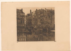 Oudezijds Voorburgwal and Oudezijds Kolk in Amsterdam by Willem Witsen (signed by artist)