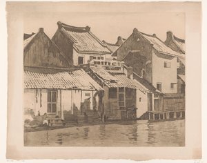 Rear Facades of Houses by a River in Batavia