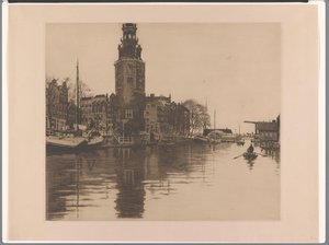 View of the Montelbaanstoren in Amsterdam