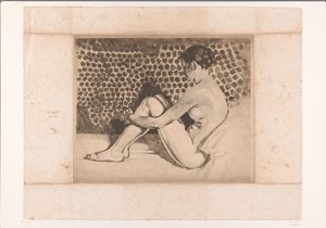Nude, Sitting on a Divan with Knees Drawn Up by Willem Arnoldus Witsen