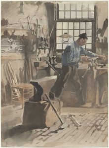 Blacksmith at Work in His Forge by Willem Arnoldus Witsen
