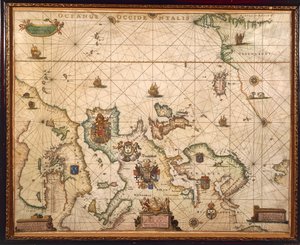 European Coast, Map on Parchment by Willem and Joan Blaeu