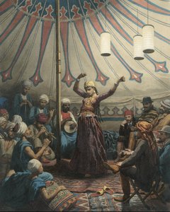 Egyptian Dancer in a Tent, with Musicians and Spectators by Willem de Famars Testas