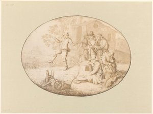 Elegant Couple Visiting a Group of Roma by Willem de Heer