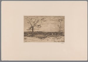 Landscape with Bare Trees and Woodcutters by Willem de Zwart (signed by artist)