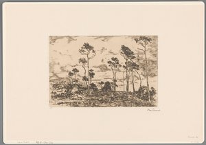 Landscape with Bare Trees and Woodcutters by Willem de Zwart (signed by artist)
