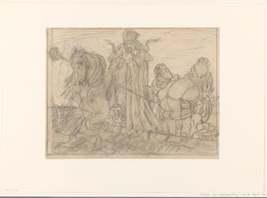 Sinterklaas with Two Piets on a Roof by Willem van Konijnenburg