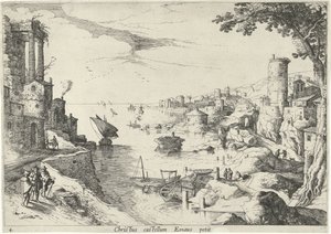 Landscape with the Disciples of Emmaus (title on object) (series title) by Willem van Nieulandt (II)