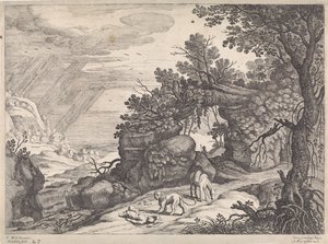 Landscape with a Dead Holy Man, Lion, and Donkey