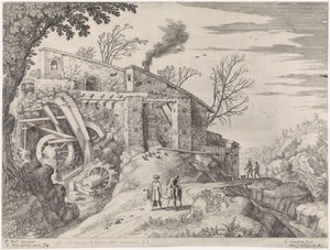 Landscape with a Watermill and the Good Samaritan (Italian Landscapes series) by Willem van Nieulandt (II)