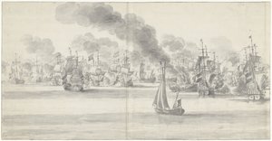 The Naval Battle off Katwijk (left panel), 1653 by Willem van de Velde (I)