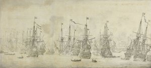 The Failed Attack of the English on the Return Fleet in the Port of Bergen, Norway, 12 August 1665: an Episode from the Second Anglo-Dutch War by Willem van de Velde (I)