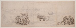Dune Scene with Peasant Figures by Willem van de Velde