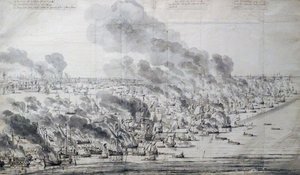 Robert Holmes setting the Dutch Fleet on fire at Terschelling