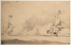 A Dutch ship in chase of an English ship by Willem van de Velde the Younger
